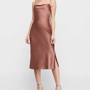 Express Satin Cowl Neck Midi Slip Dress - NWT
